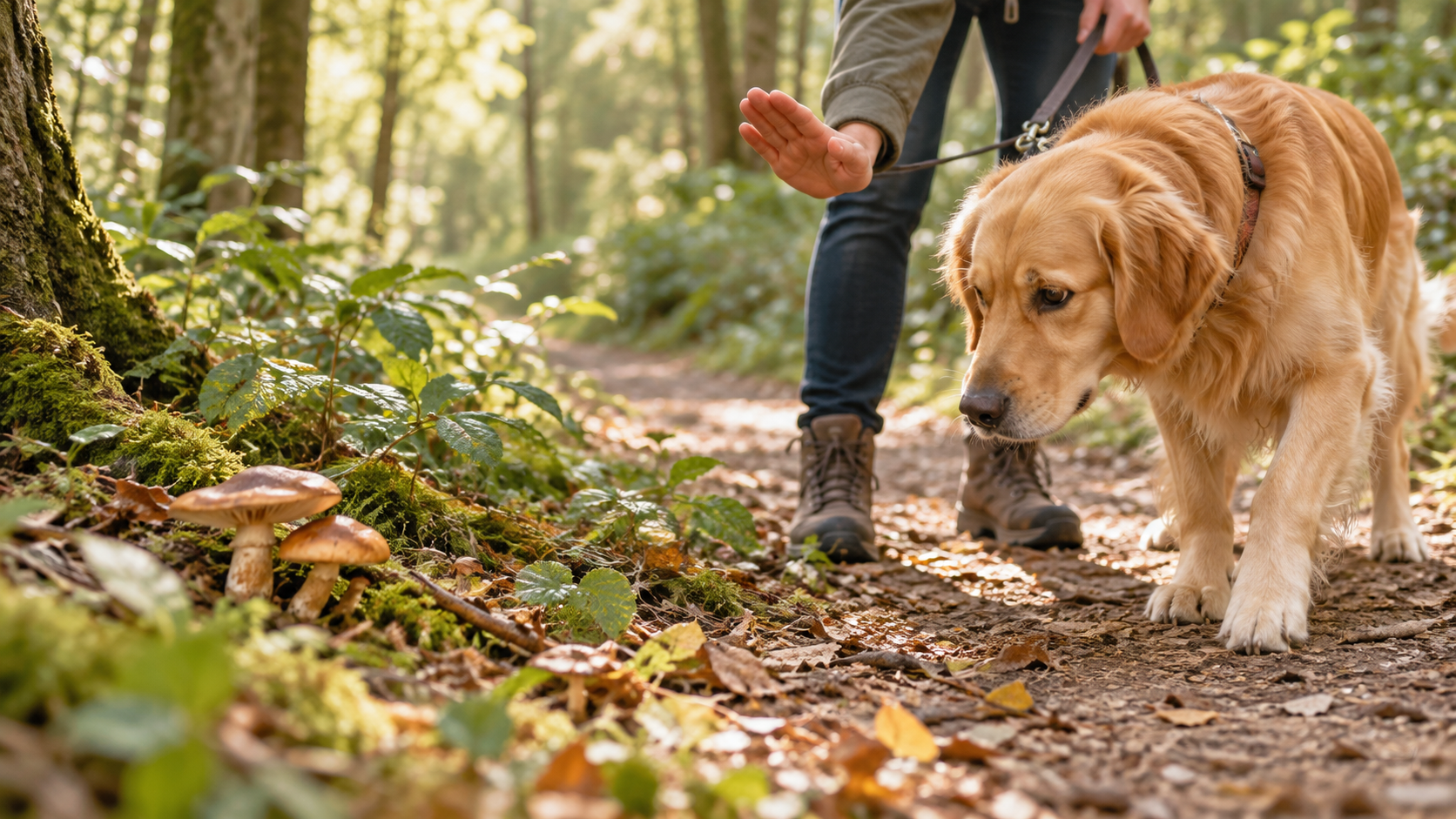 Pet-care scene illustrating Can Dogs Have Mushrooms?