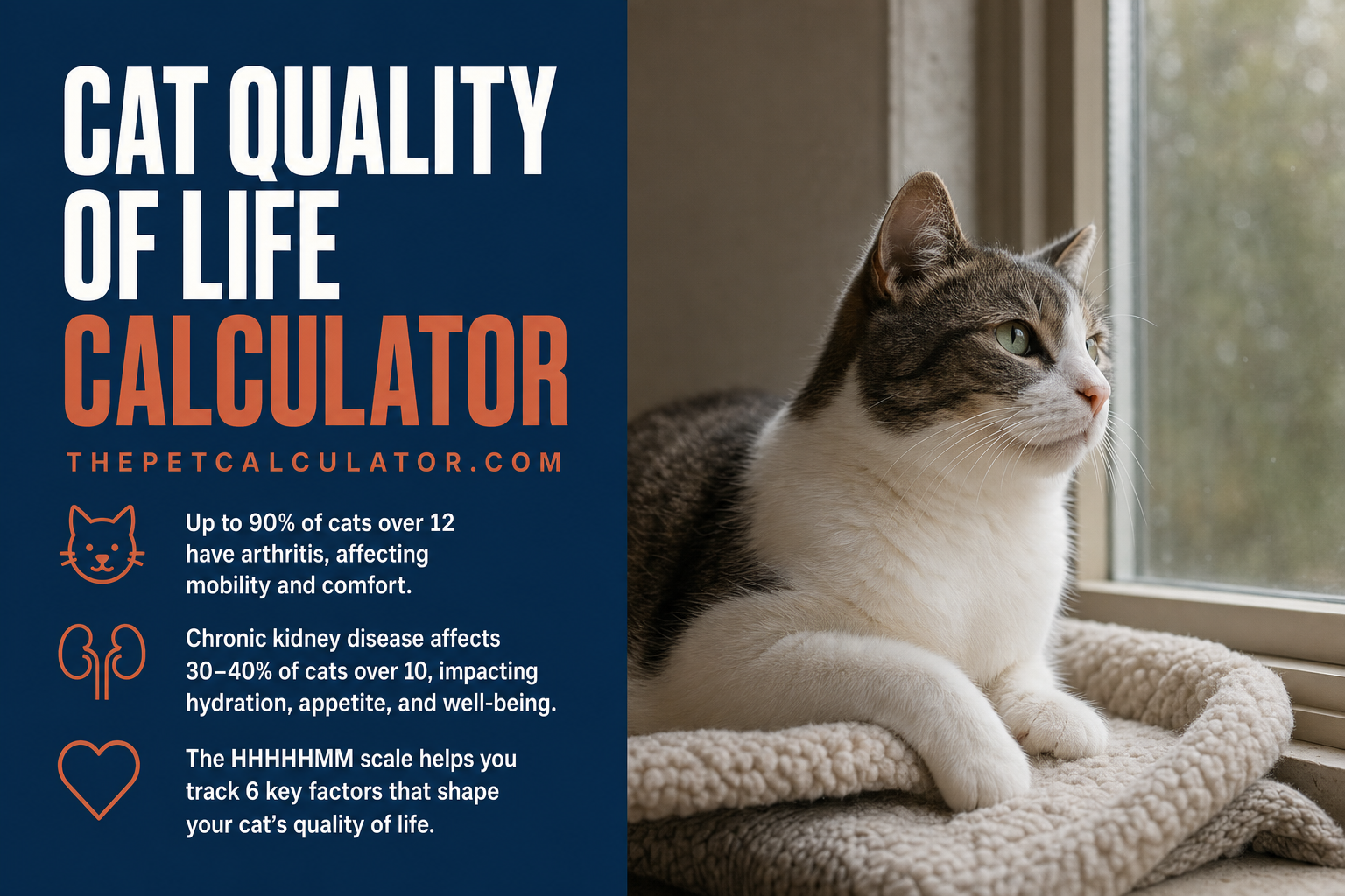 Cat Quality of Life Calculator — Free HHHHHMM Scale for Cats | Senior Cat QoL Tool
