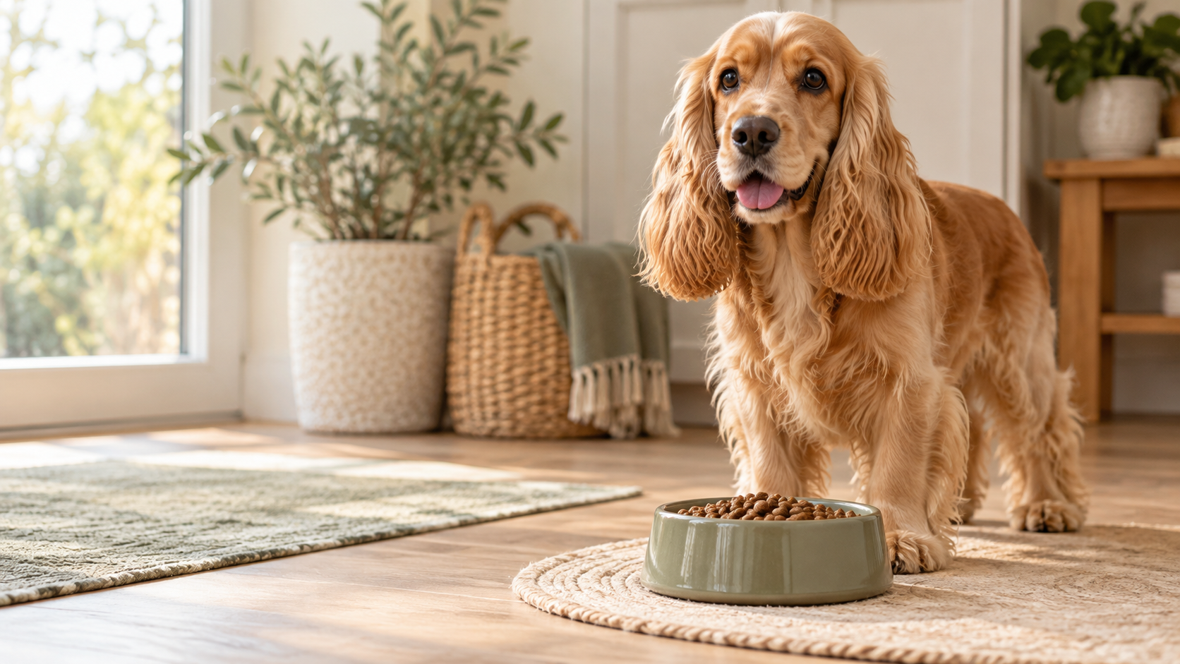 Pet-care scene illustrating Cocker Spaniel Dog Food: How to Choose the Right Diet