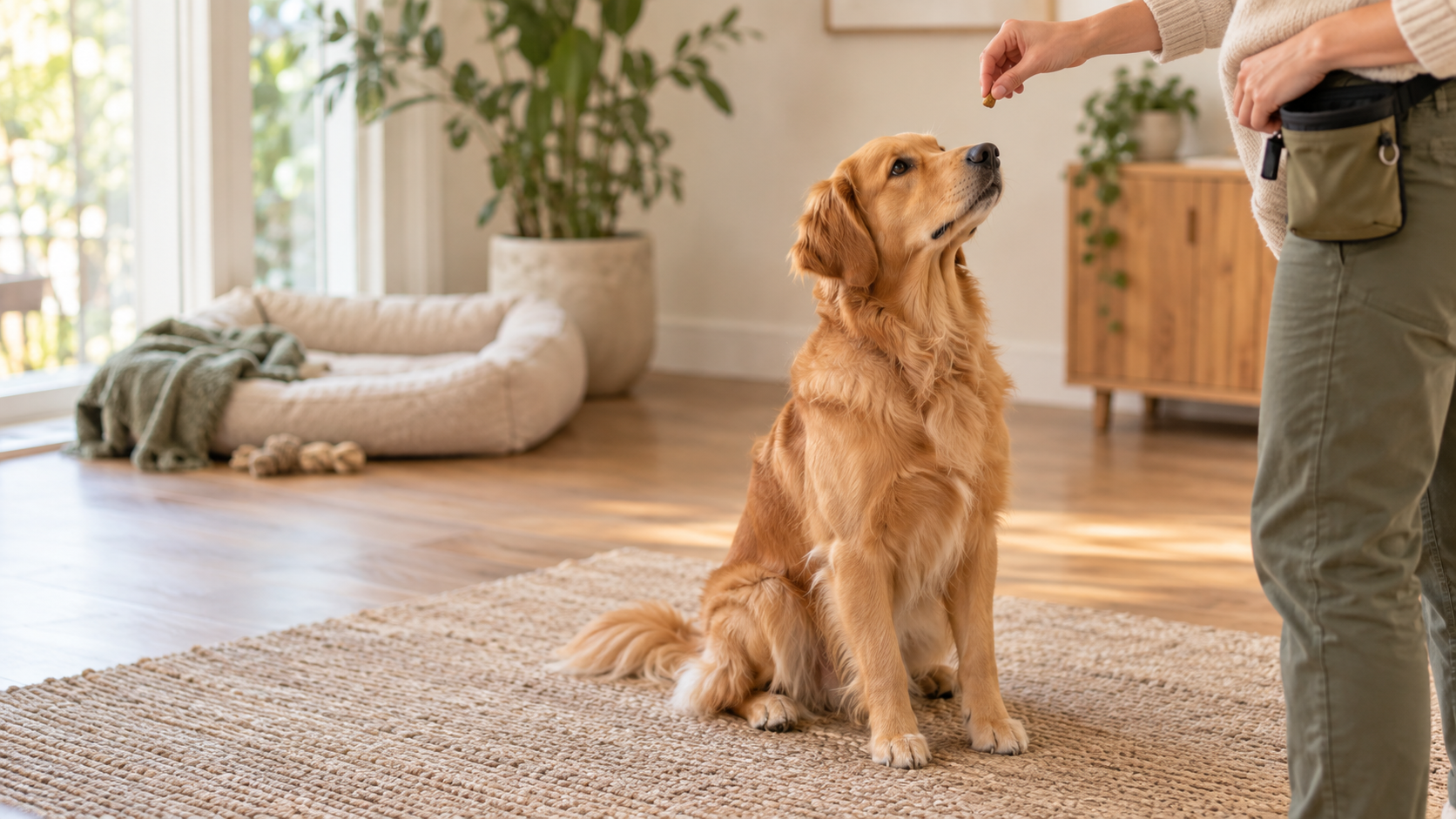 Pet-care scene illustrating Dog Training Treats