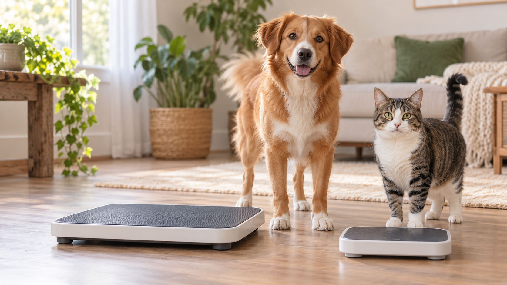 Pet-care scene illustrating Comparing Dog and Cat Weight