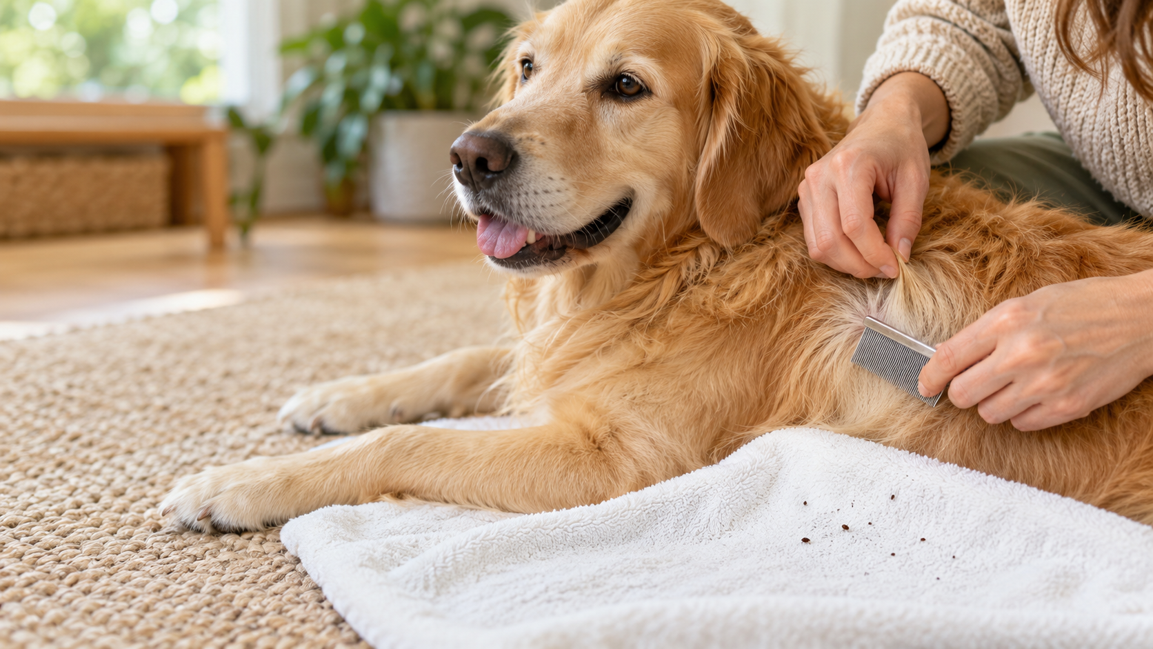 Pet-care scene illustrating Flea Dirt on Dogs