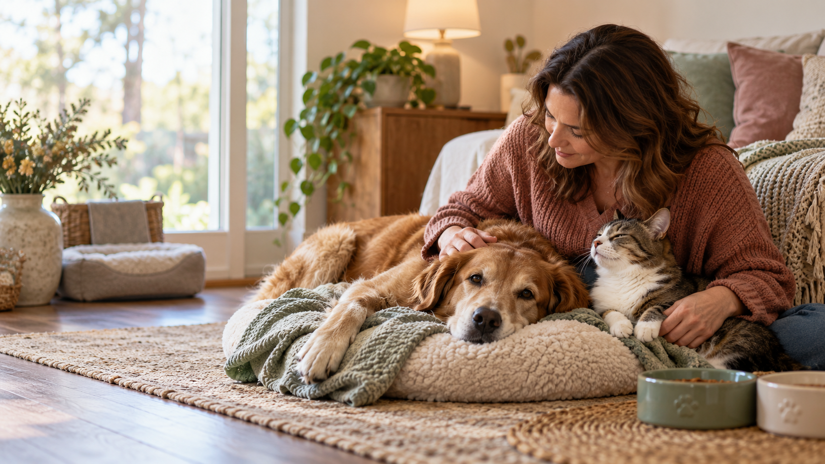 Gentle remembrance scene for Helping Your Surviving Pet Adjust