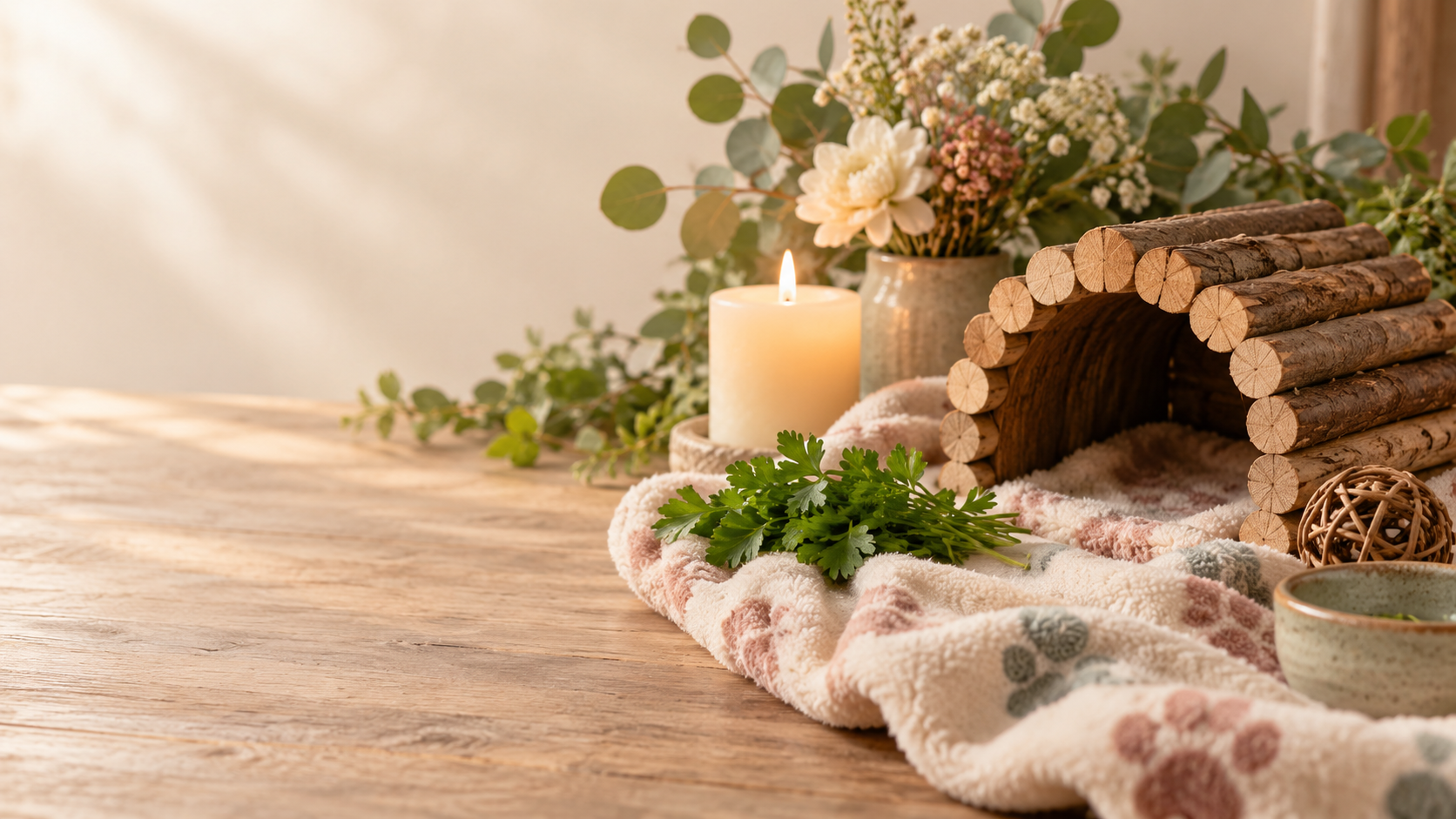 Gentle remembrance scene for Losing a Guinea Pig
