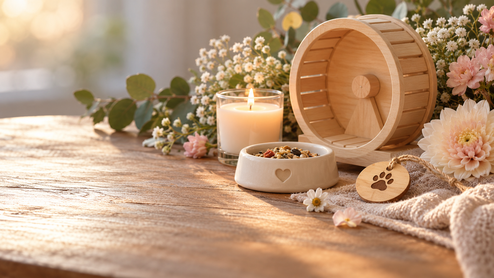 Gentle remembrance scene for Losing a Hamster