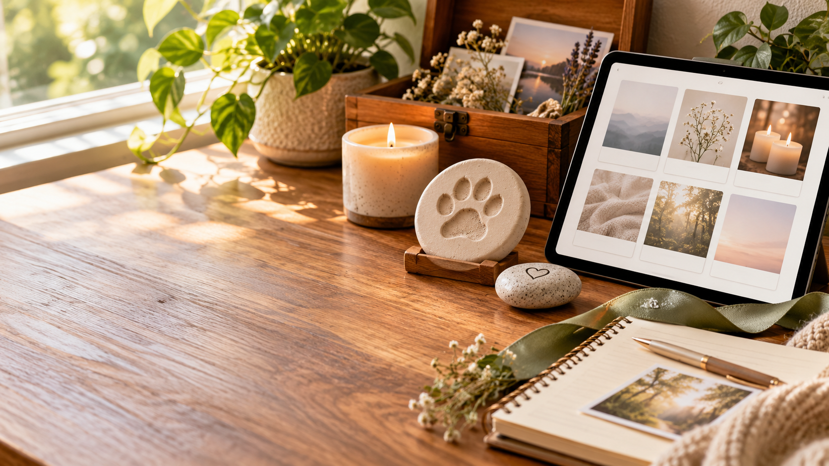 Gentle editorial scene for Memorial Ideas Generator