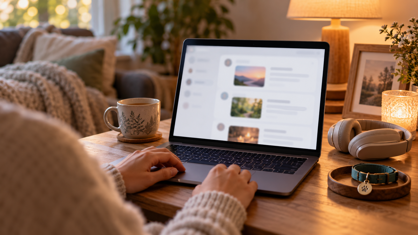 Gentle editorial scene for Online Pet Loss Communities