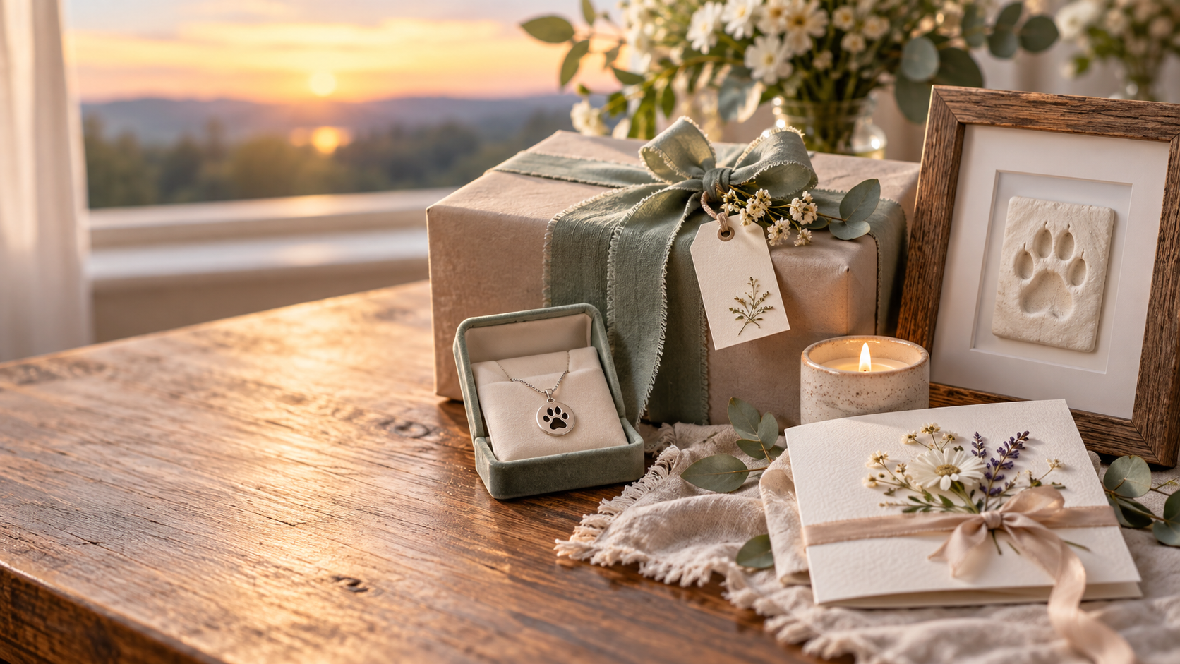 Gentle editorial scene for Pet Memorial Gift Ideas