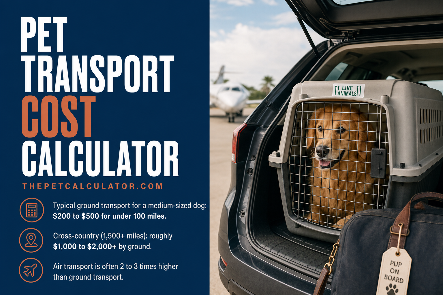 Pet Transport Cost Calculator | Pet Shipping Cost & Dog Shipping Cost - Free Tool