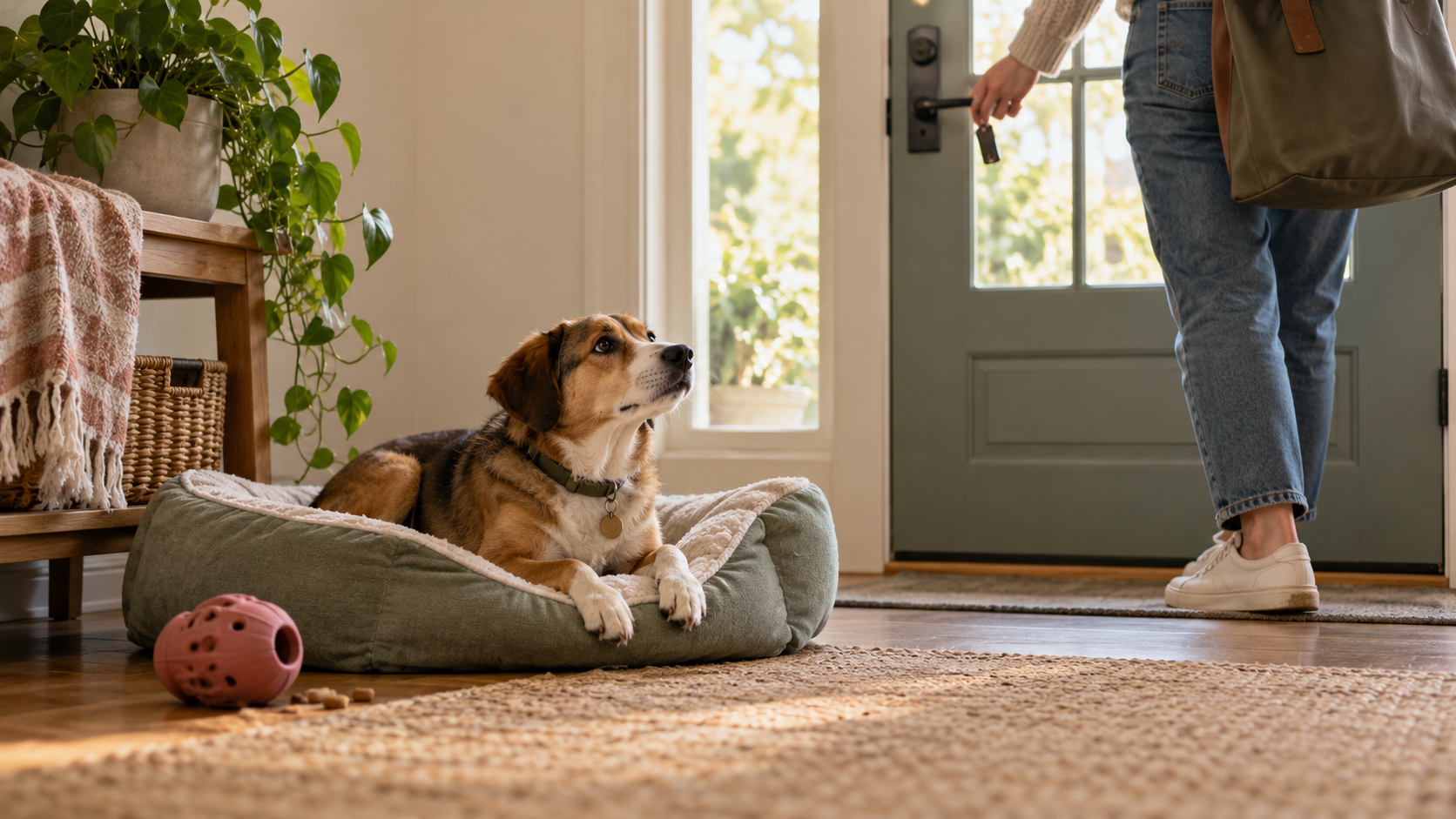 Pet-care scene illustrating Separation Anxiety in Dogs
